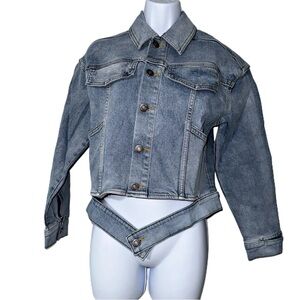 LNDN “The Classic Jacket” NWT • Size M • Faded Indigo Denim Cutout Jean Jacket